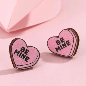Valentine’s Day Candy Heart Earrings Light Pink